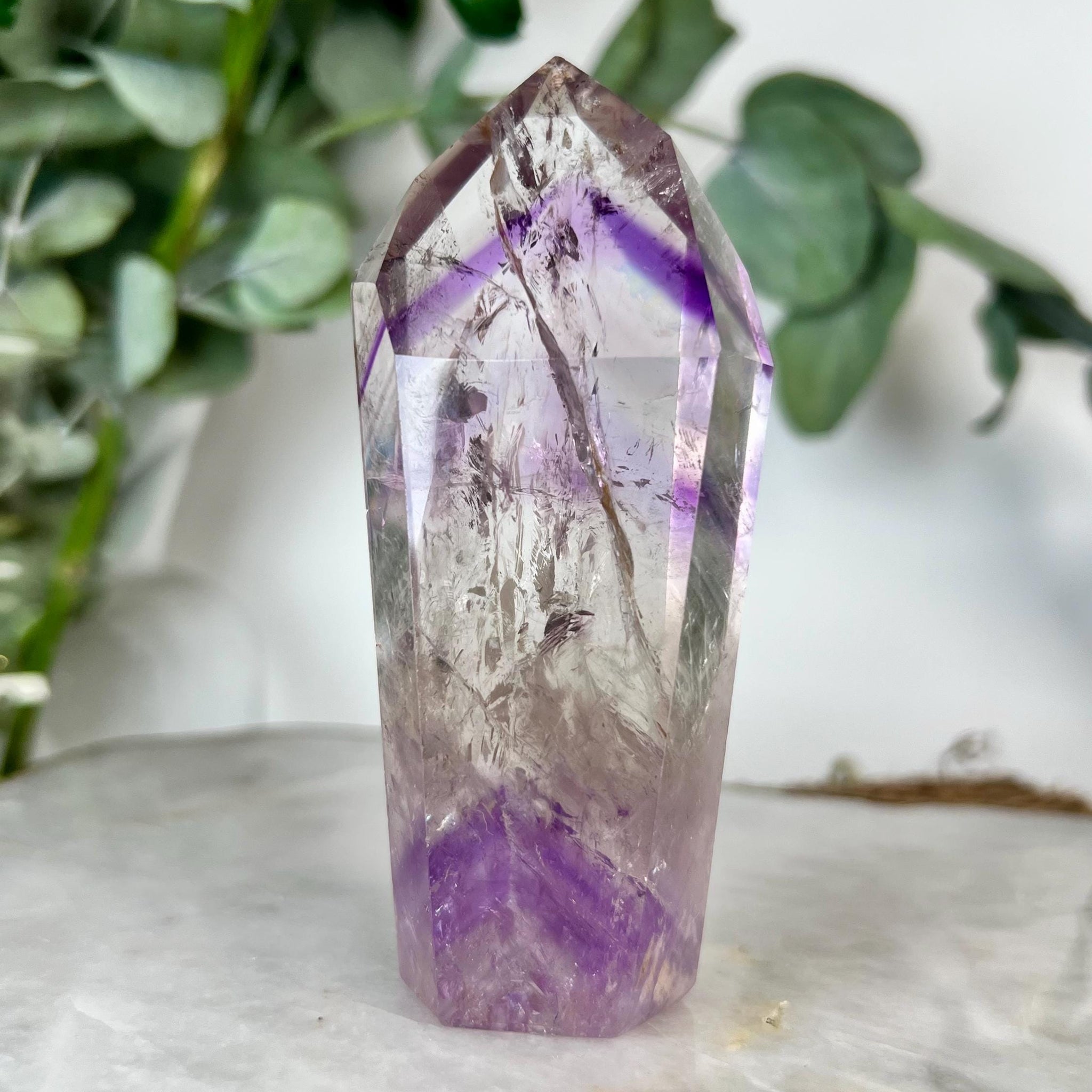 Grade A+ Phantom Amethyst Quartz Tower with Rainbows | Bahia Brazil | Energetically Activated PA06, 187g