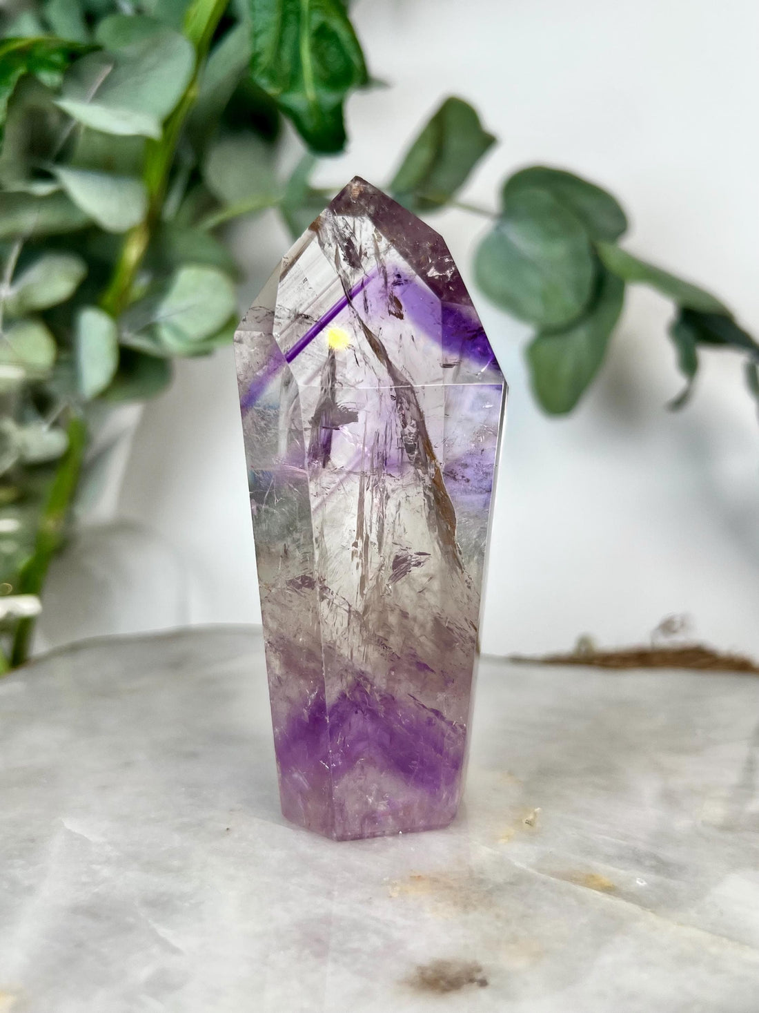 Grade A+ Phantom Amethyst Quartz Tower with Rainbows | Bahia Brazil | Energetically Activated PA06, 187g