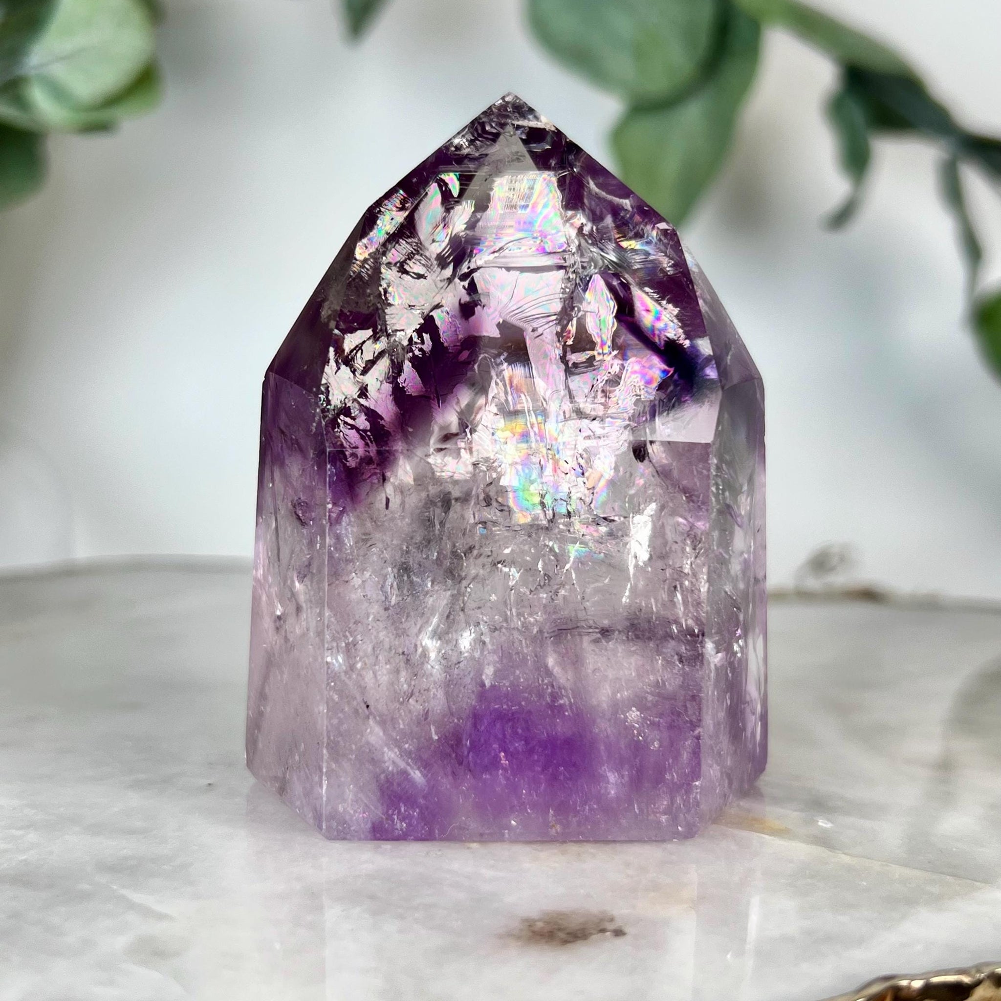 Grade AA Phantom Amethyst Quartz Tower with BIG Rainbows | Bahia Brazil | Energetically Activated PA08, 219g