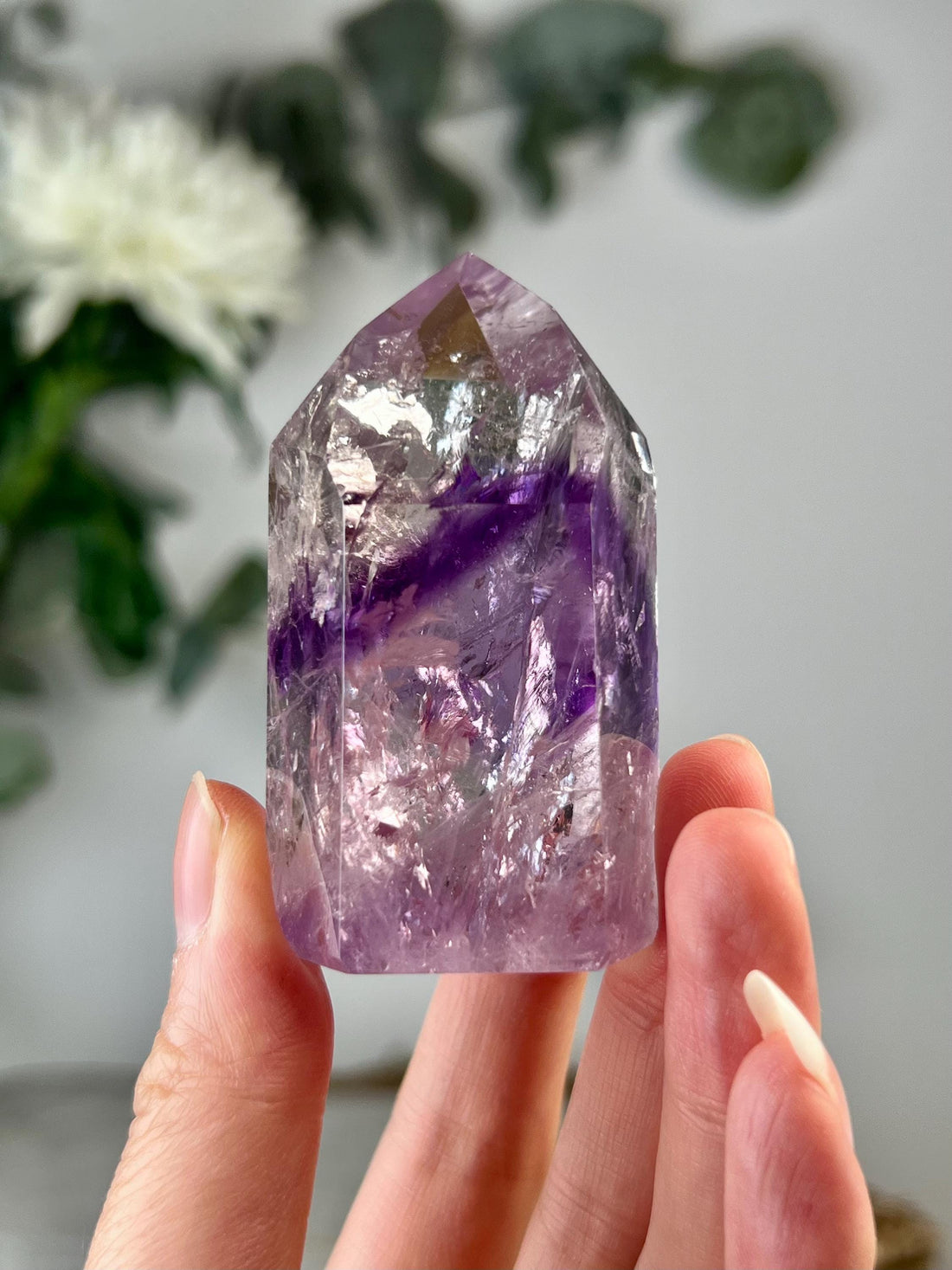 Grade A+ Phantom Amethyst Quartz Tower with Rainbows | Bahia Brazil | Energetically Activated PA09, 97g