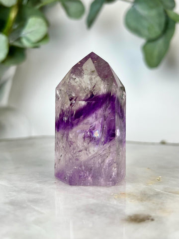 Grade A+ Phantom Amethyst Quartz Tower with Rainbows | Bahia Brazil | Energetically Activated PA09, 97g