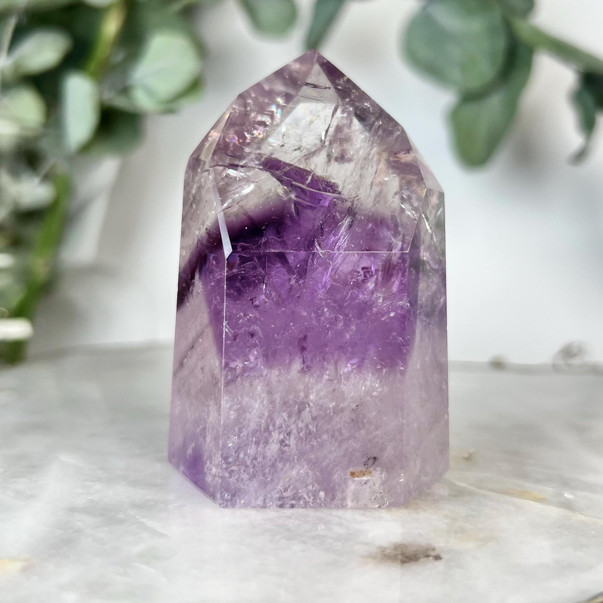 Grade A Phantom Amethyst Quartz Tower with Rainbows | Bahia Brazil | Energetically Activated PA10, 188g