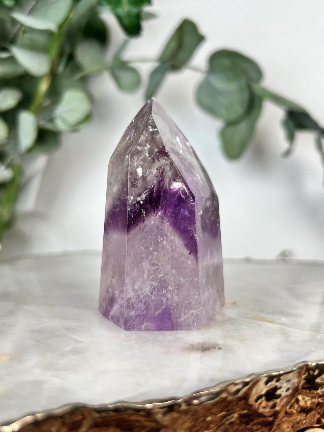 Grade A Phantom Amethyst Quartz Tower with Rainbows | Bahia Brazil | Energetically Activated PA10, 188g