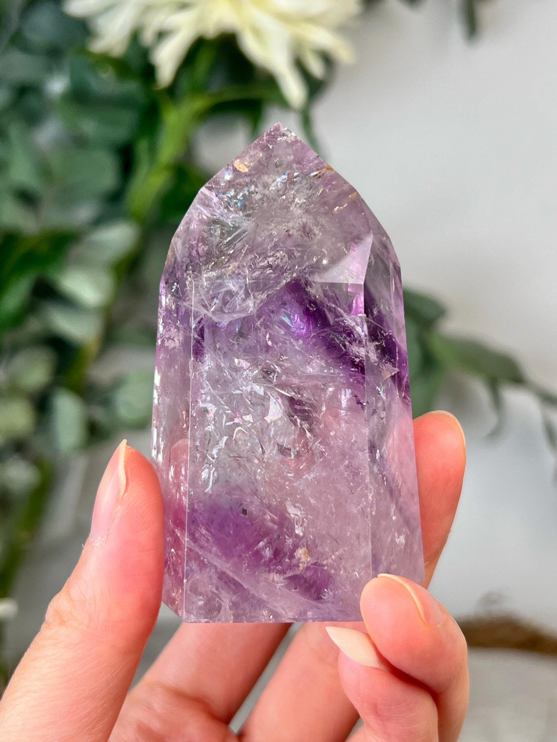 Grade A+ Phantom Amethyst Quartz Tower with Rainbows and Iron | Bahia Brazil | Energetically Activated PA14, 140g