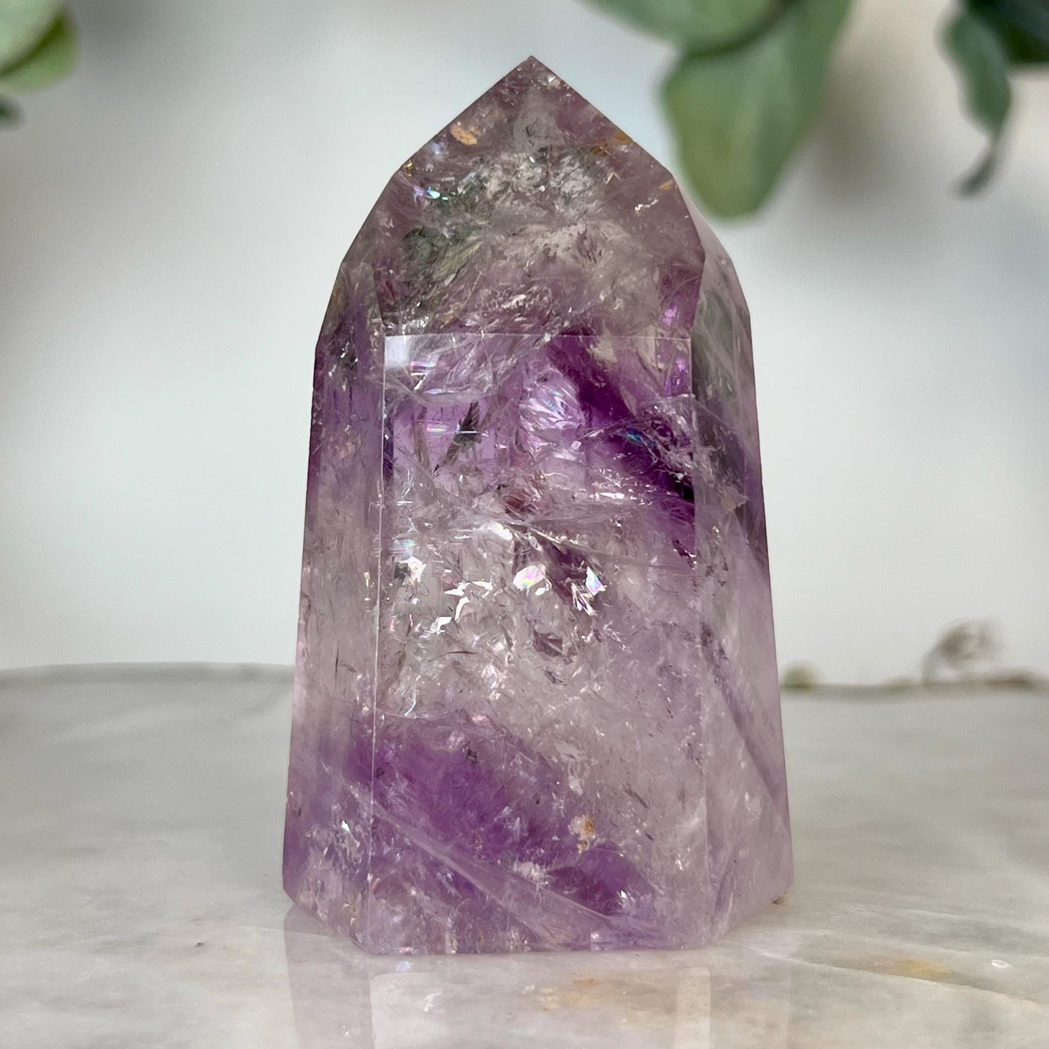 Grade A+ Phantom Amethyst Quartz Tower with Rainbows and Iron | Bahia Brazil | Energetically Activated PA14, 140g