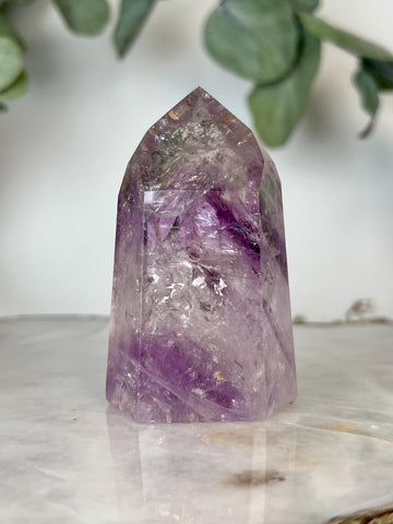 Grade A+ Phantom Amethyst Quartz Tower with Rainbows and Iron | Bahia Brazil | Energetically Activated PA14, 140g
