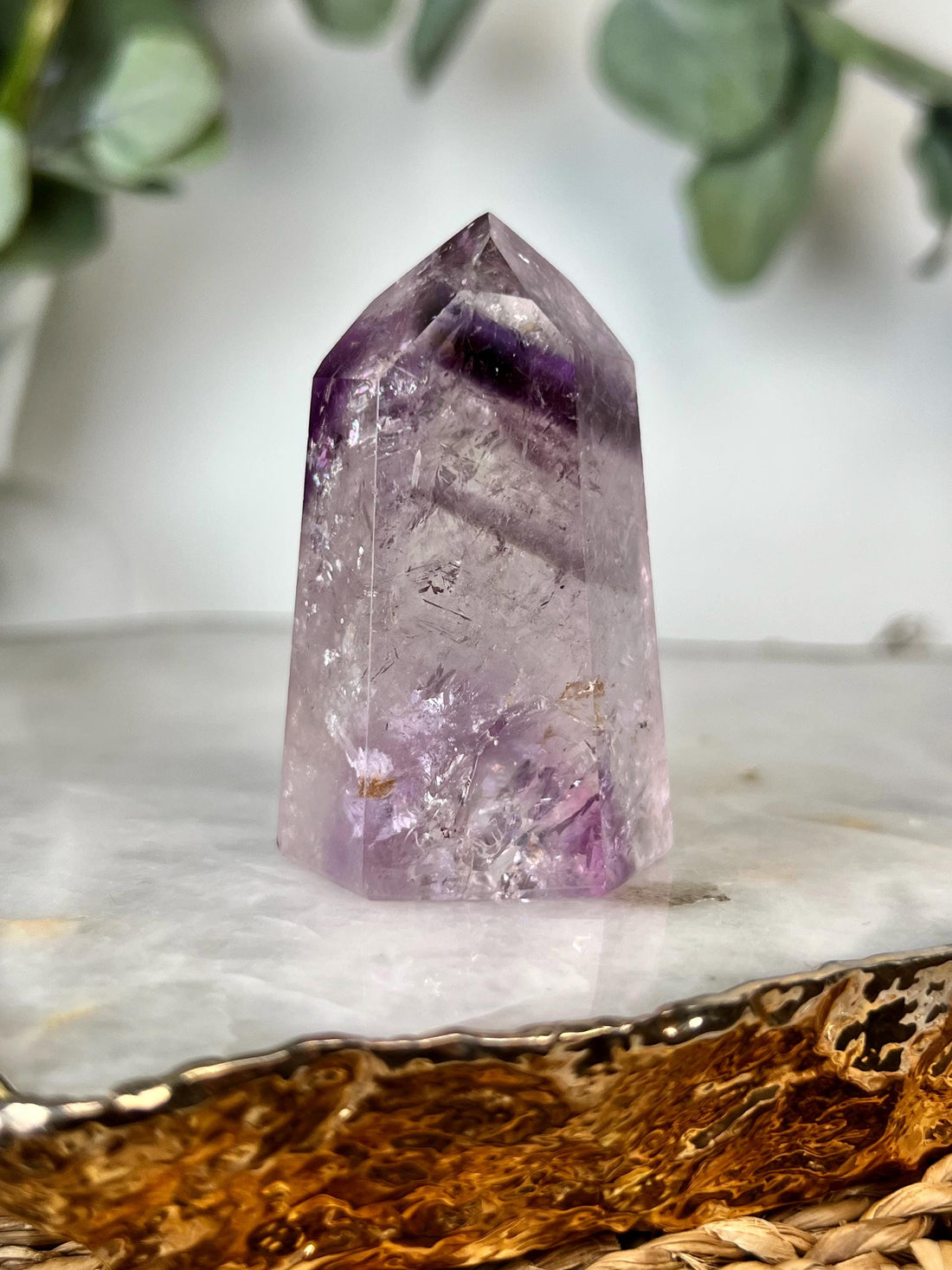 Grade A+ Phantom Amethyst Quartz Tower with Rainbows and Iron | Bahia Brazil | Energetically Activated PA16, 91g