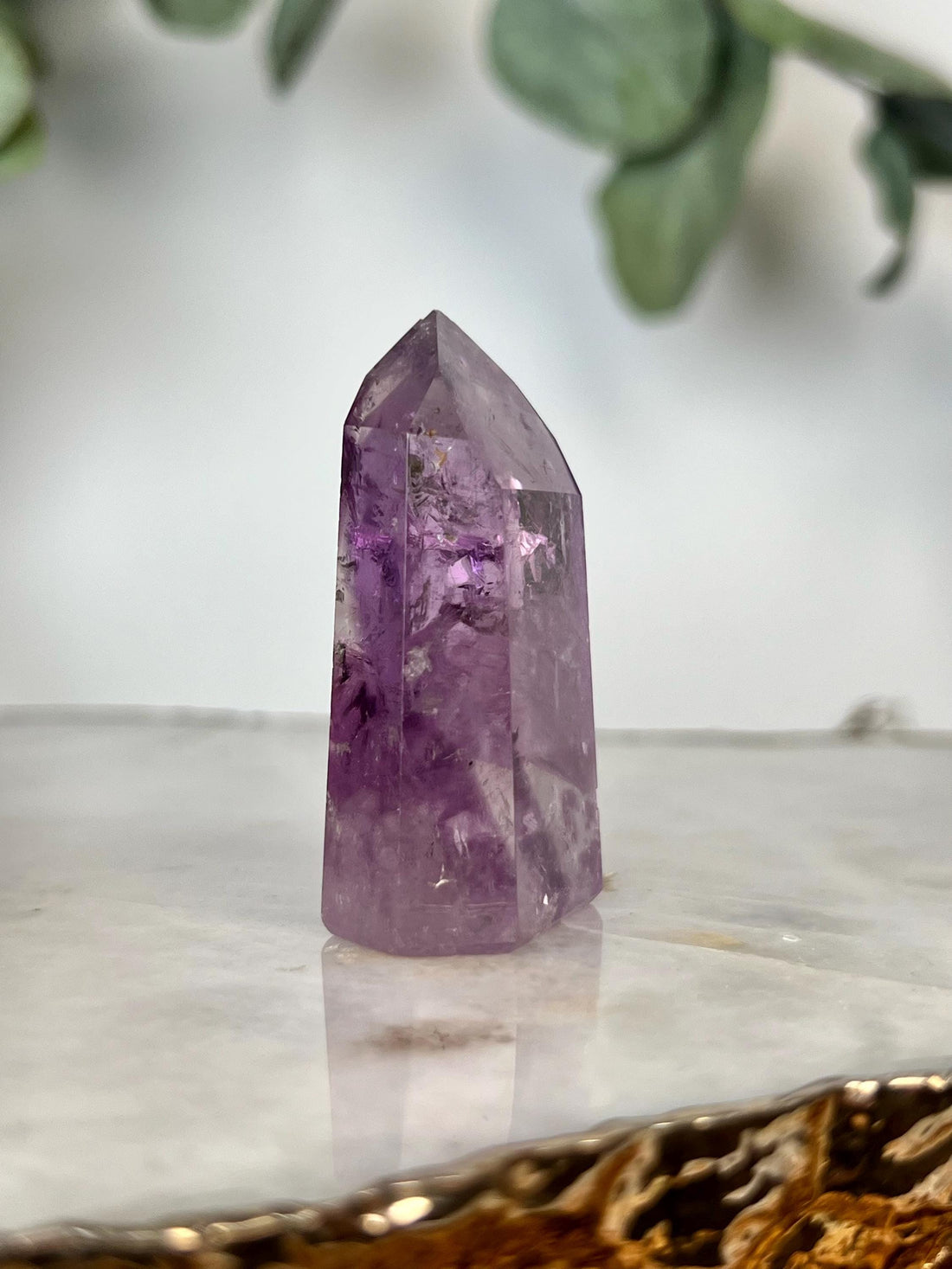 Grade A+ Phantom Amethyst Quartz Tower with Rainbows and Iron |  Energetically Activated PA17, 43g DISCOUNTED for Minor Chip on Point