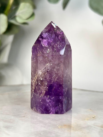 Grade A+ Phantom Amethyst Quartz Tower with Rainbows | Bahia Brazil | Energetically Activated PA20, 104g