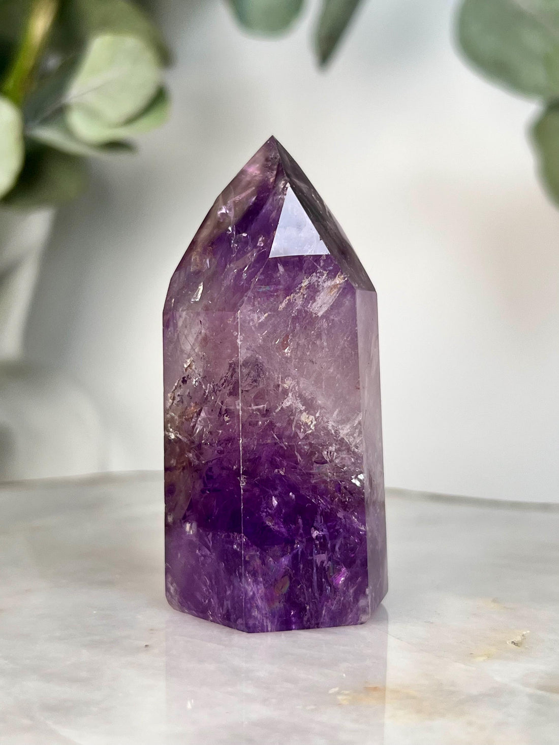 Grade A+ Phantom Amethyst Quartz Tower with Rainbows | Bahia Brazil | Energetically Activated PA20, 104g