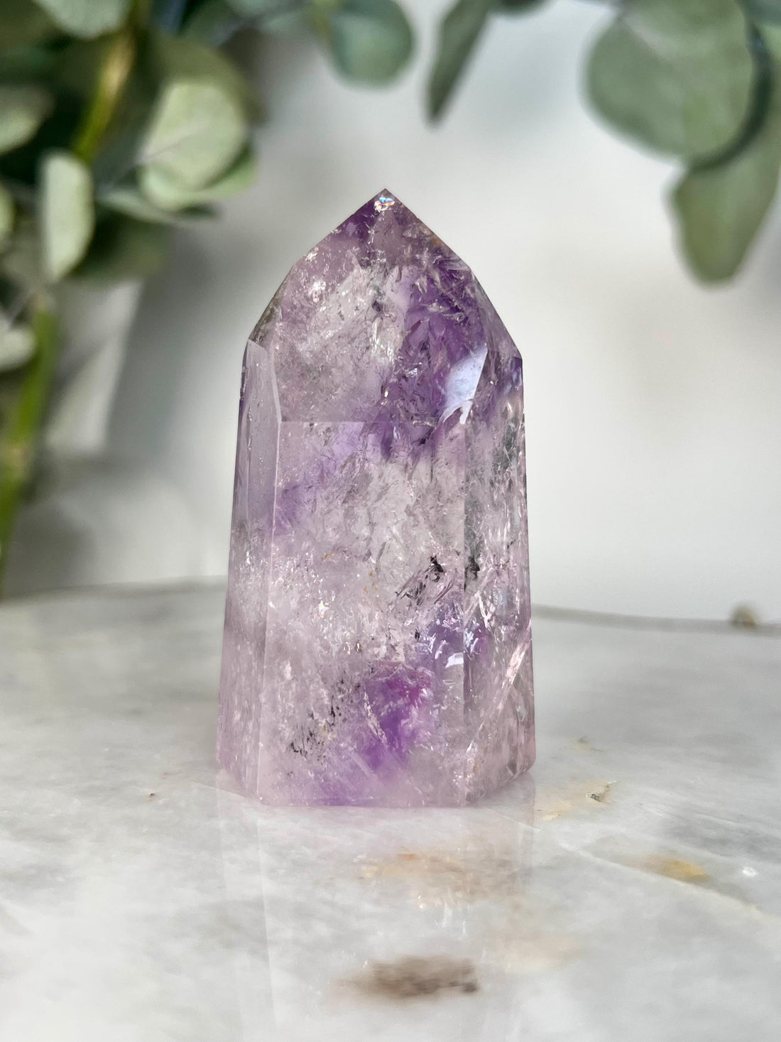 Grade A+ Phantom Amethyst Quartz Tower with Iron and Rainbows | Bahia Brazil | Energetically Activated PA21, 105g