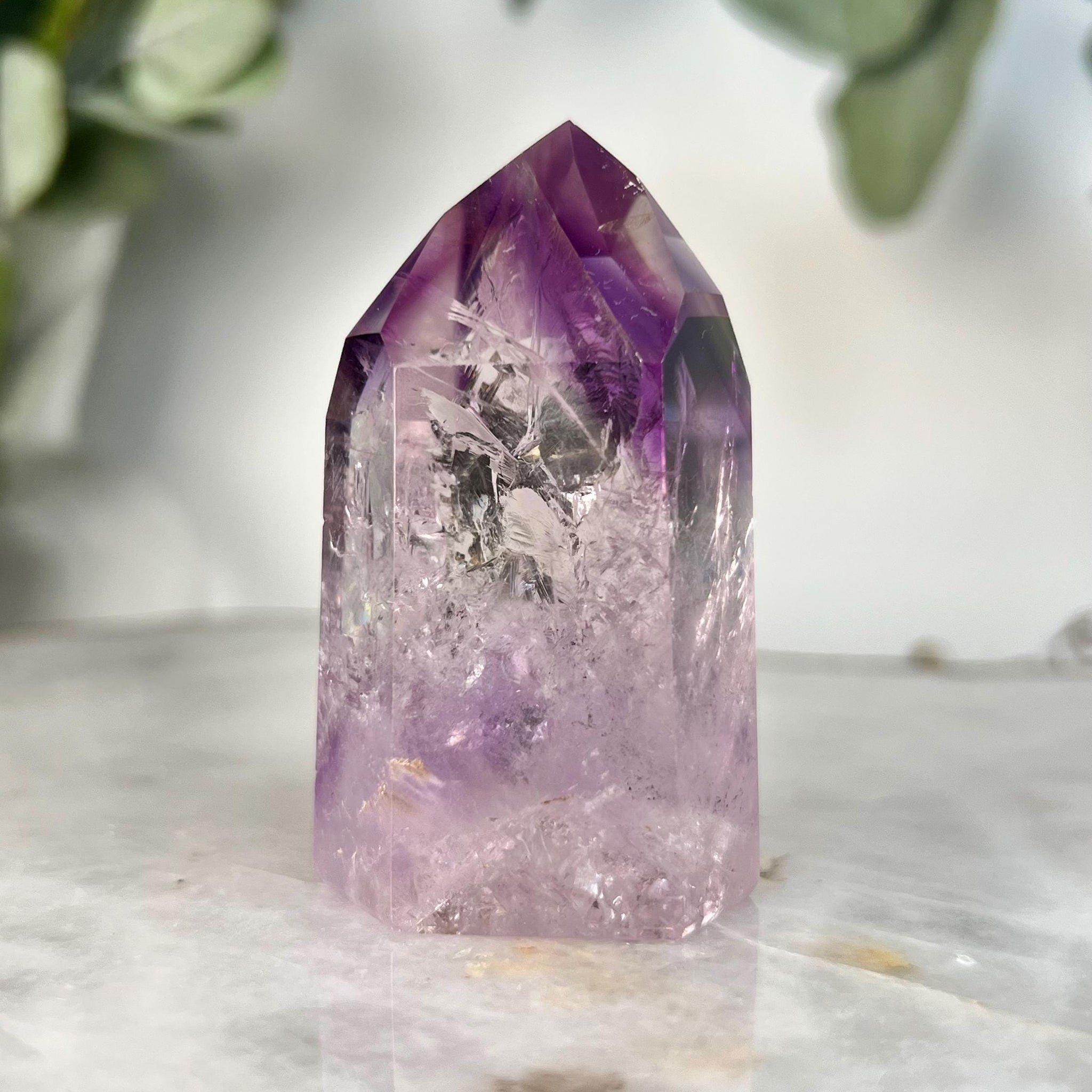 Grade A+ Phantom Amethyst Quartz Tower with Iron and Rainbows | Bahia Brazil | Energetically Activated PA21, 105g