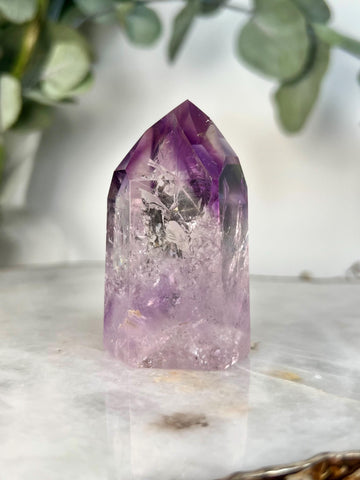 Grade A+ Phantom Amethyst Quartz Tower with Iron and Rainbows | Bahia Brazil | Energetically Activated PA21, 105g