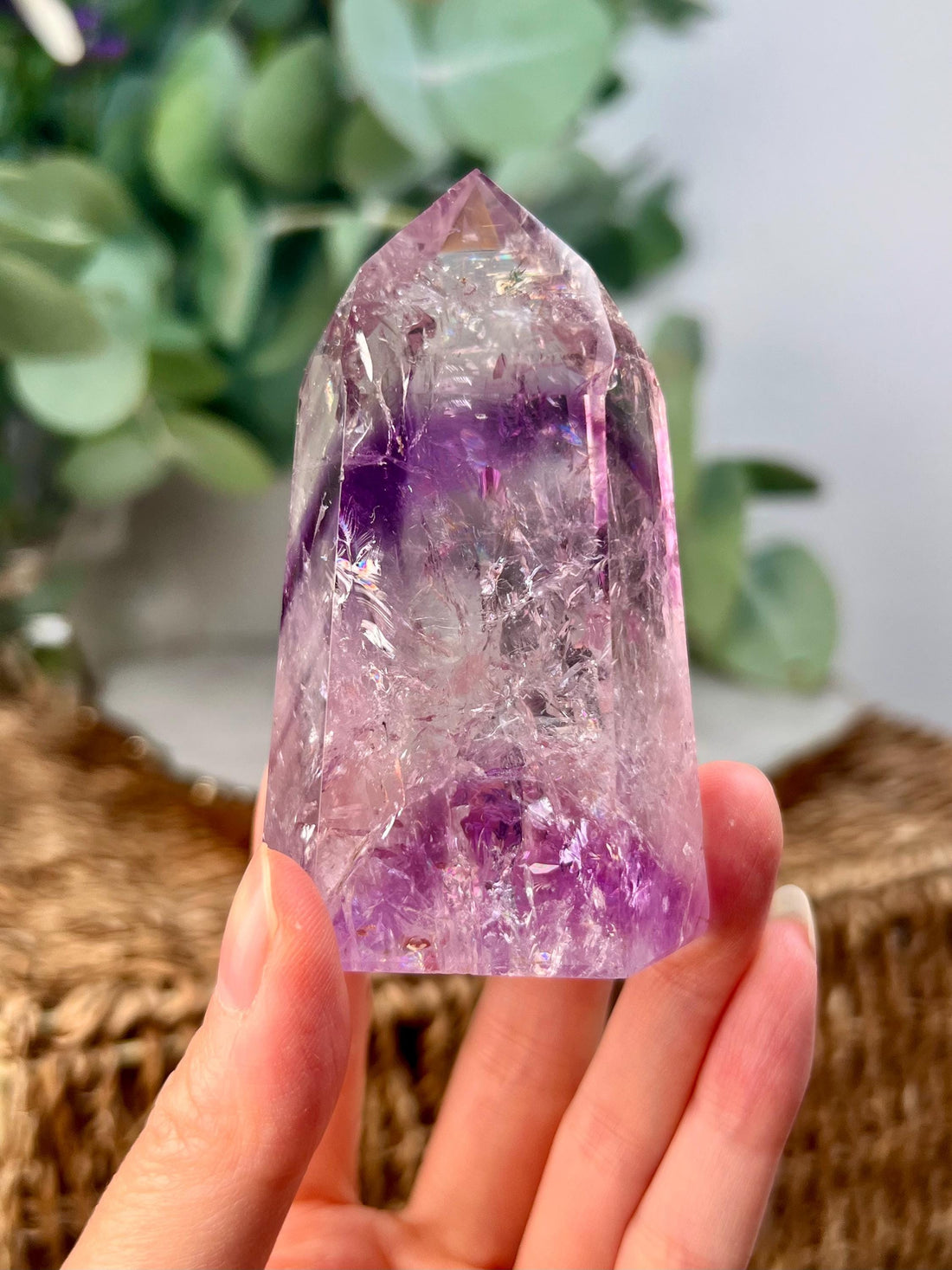 Grade A+ Phantom Amethyst Quartz Tower with BIG Rainbows | Bahia Brazil | Energetically Activated PA24, 161g
