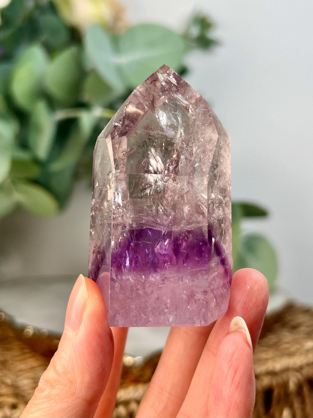 Grade A+ Phantom Amethyst Quartz Tower with Hematite and Rainbows | Bahia Brazil | Energetically Activated PA23, 112g