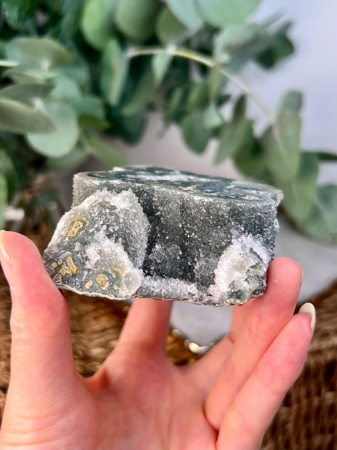 Grade A+ Natural Jasper Stalactite Druzy Crystal with Open Geode– Heart, Root, and Third Eye Chakra Healing, US127, 217g