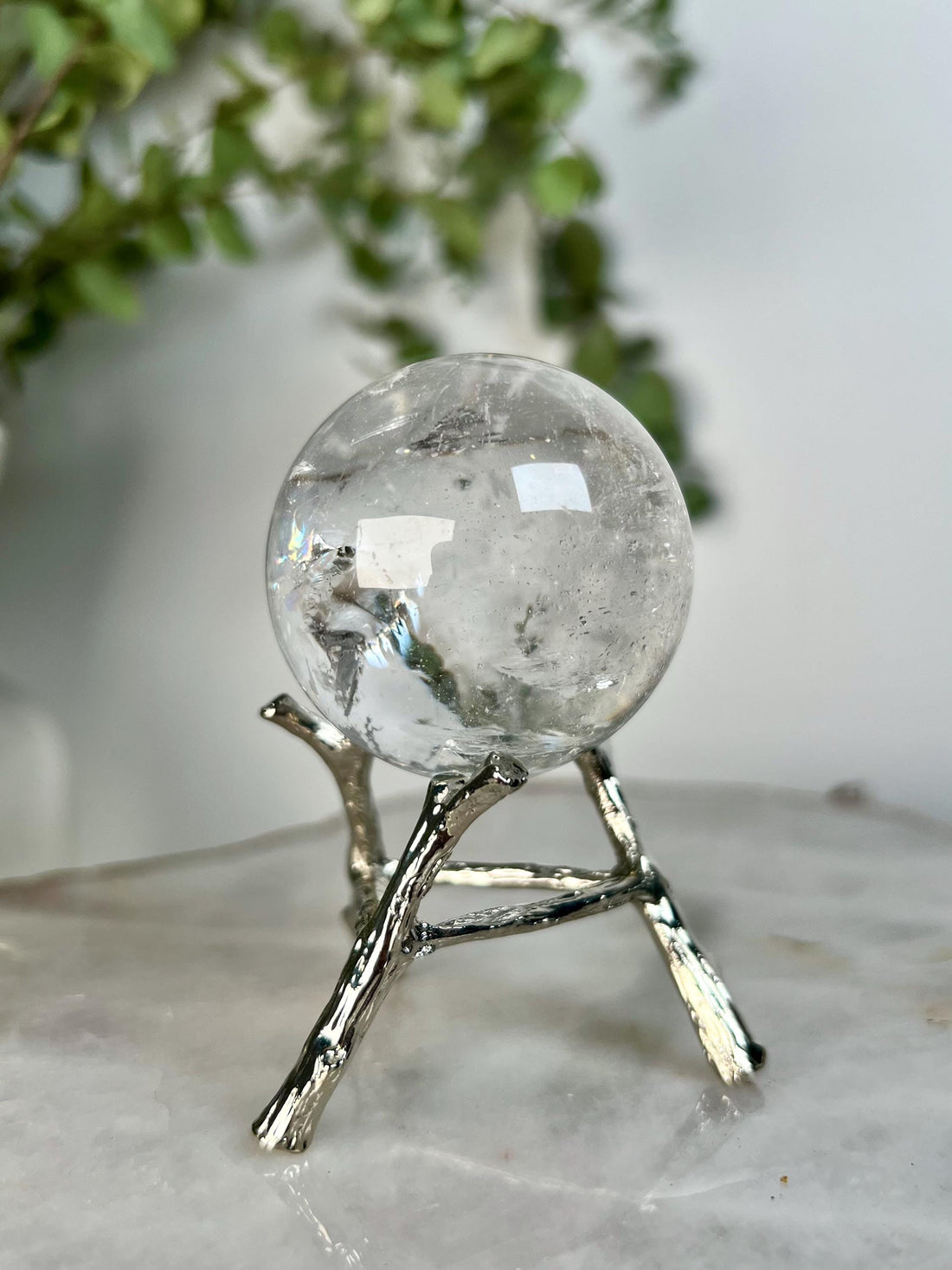 Grade A Lemurian Quartz Sphere with Rainbows | Serra do Cabral Minas Gerais Brazil | Energetically Activated LS01, 133g, 45mm