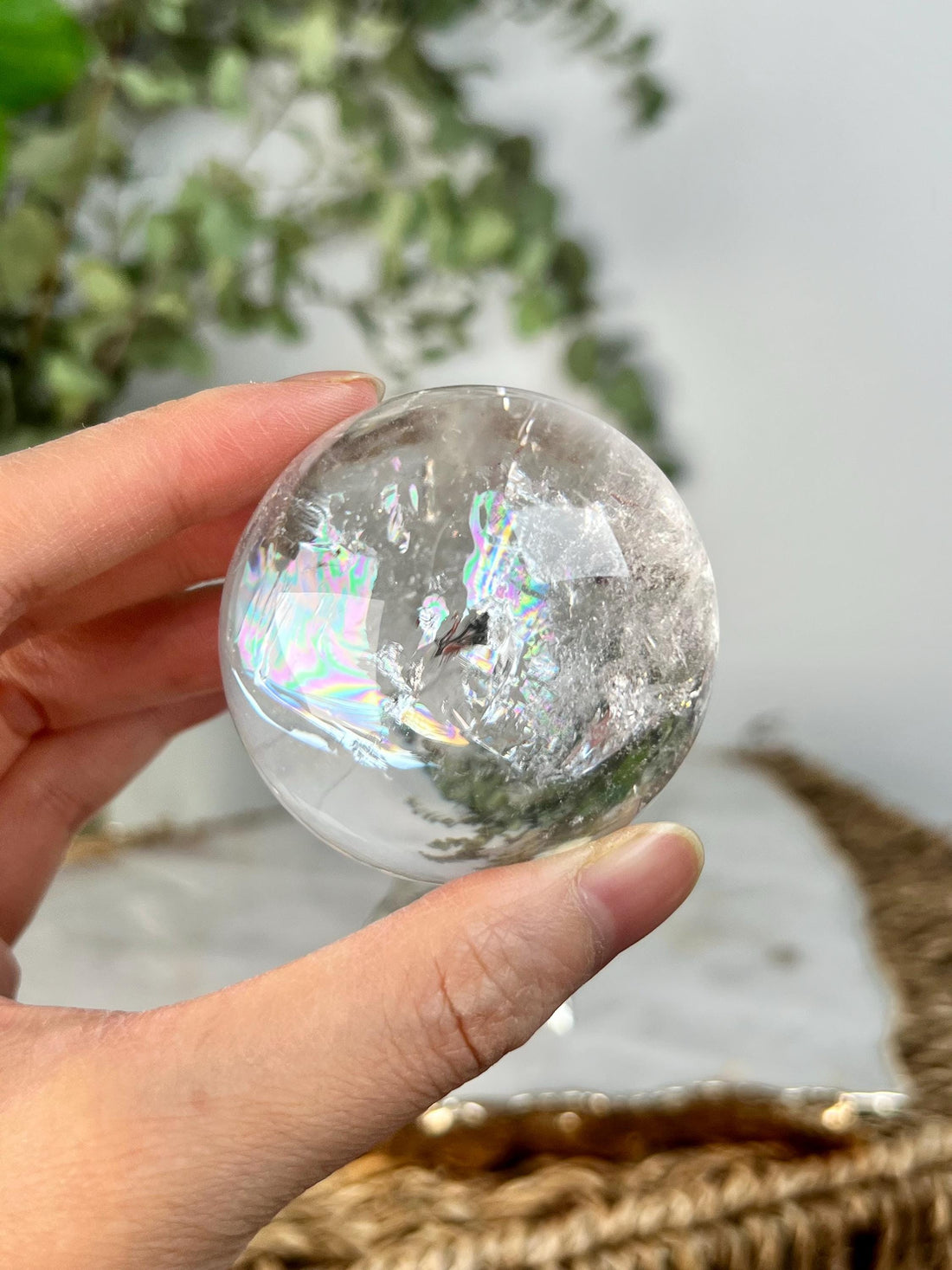 Grade A Lemurian Quartz Sphere with Rainbows | Serra do Cabral Minas Gerais Brazil | Energetically Activated LS03, 190g, 51mm