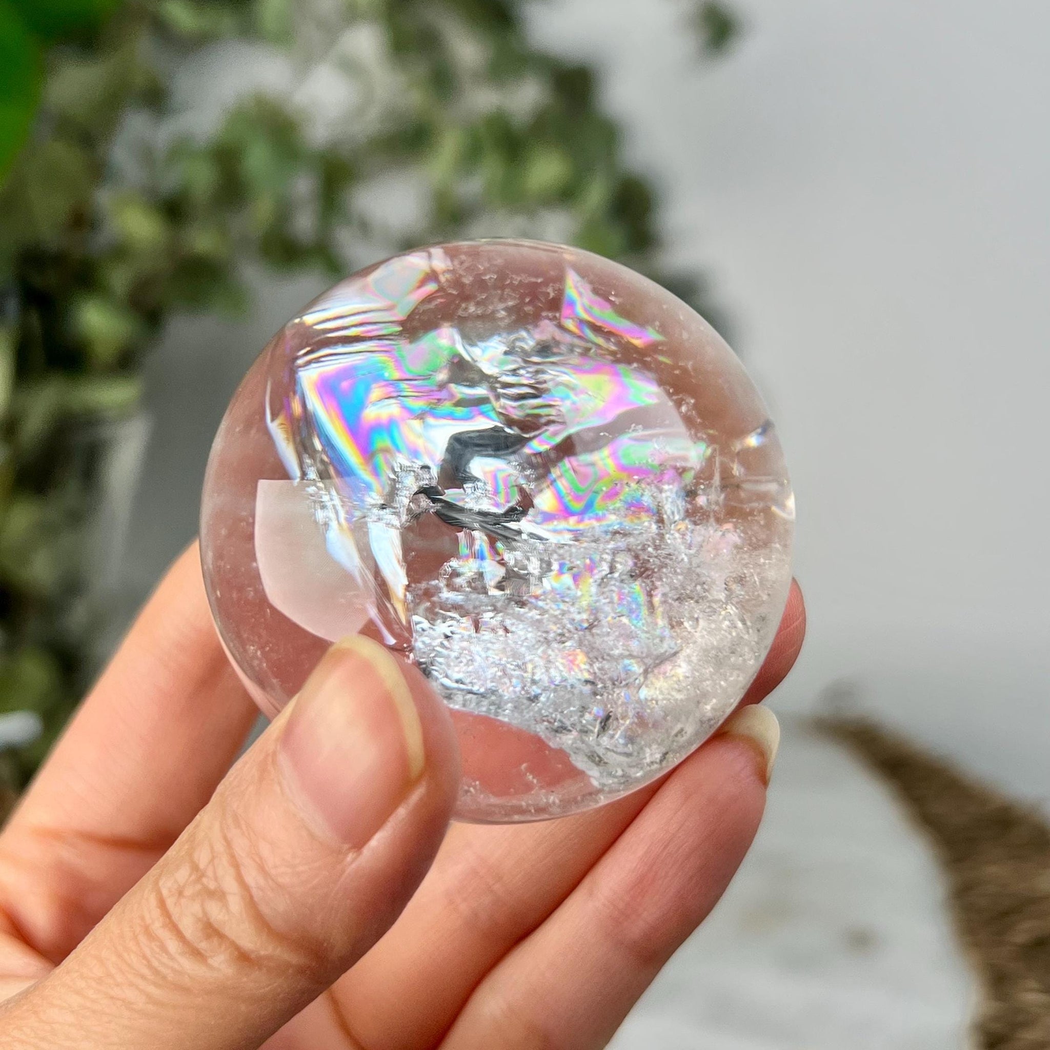 Grade A Lemurian Quartz Sphere with Rainbows | Serra do Cabral Minas Gerais Brazil | Energetically Activated LS03, 190g, 51mm