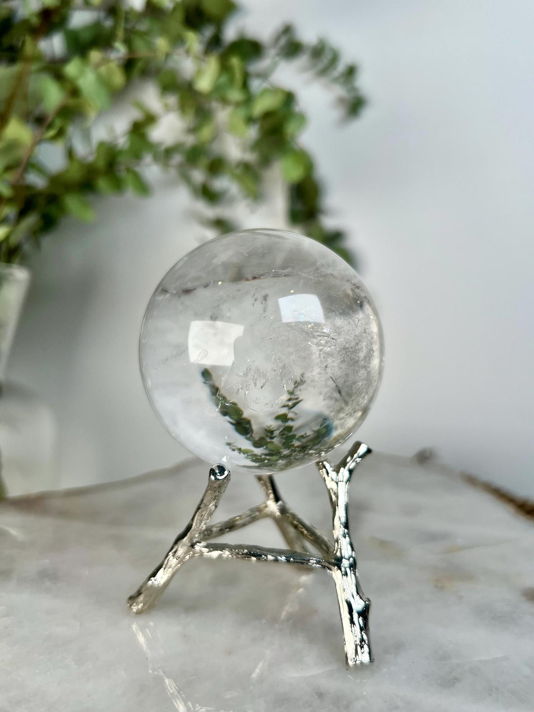 Grade A Lemurian Quartz Sphere with Rainbow | Serra do Cabral Minas Gerais Brazil | Energetically Activated LS04, 258g, 56mm