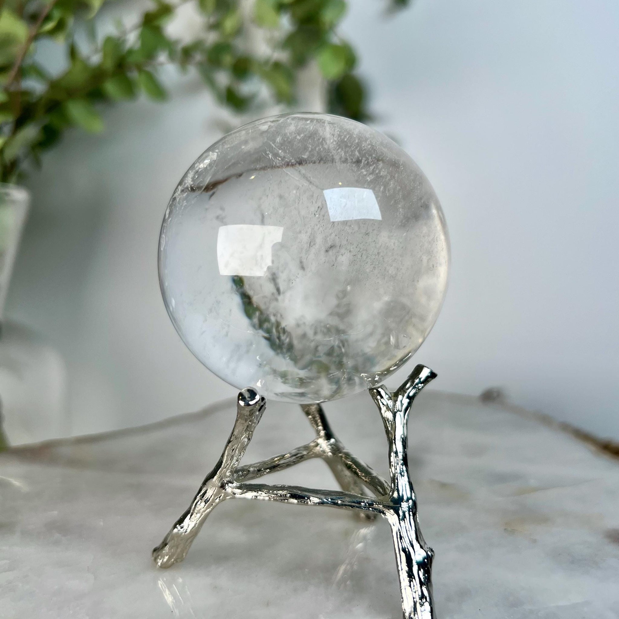 Grade A Lemurian Quartz Sphere with Rainbow | Serra do Cabral Minas Gerais Brazil | Energetically Activated LS04, 258g, 56mm