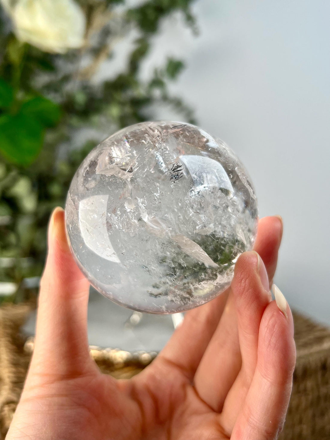Grade A Lemurian Quartz Sphere with Rainbows | Serra do Cabral Minas Gerais Brazil | Energetically Activated LS05, 366g, 63mm