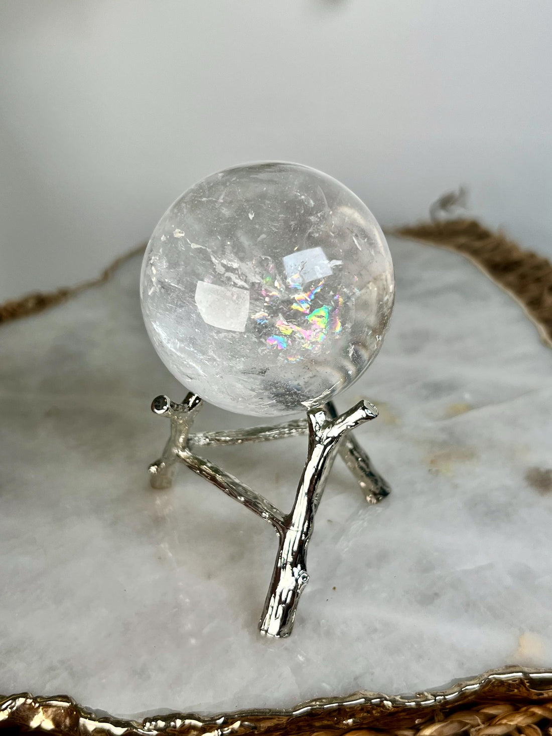 Grade A Lemurian Quartz Sphere with Rainbows | Serra do Cabral Minas Gerais Brazil | Energetically Activated LS02, 162g, 48mm