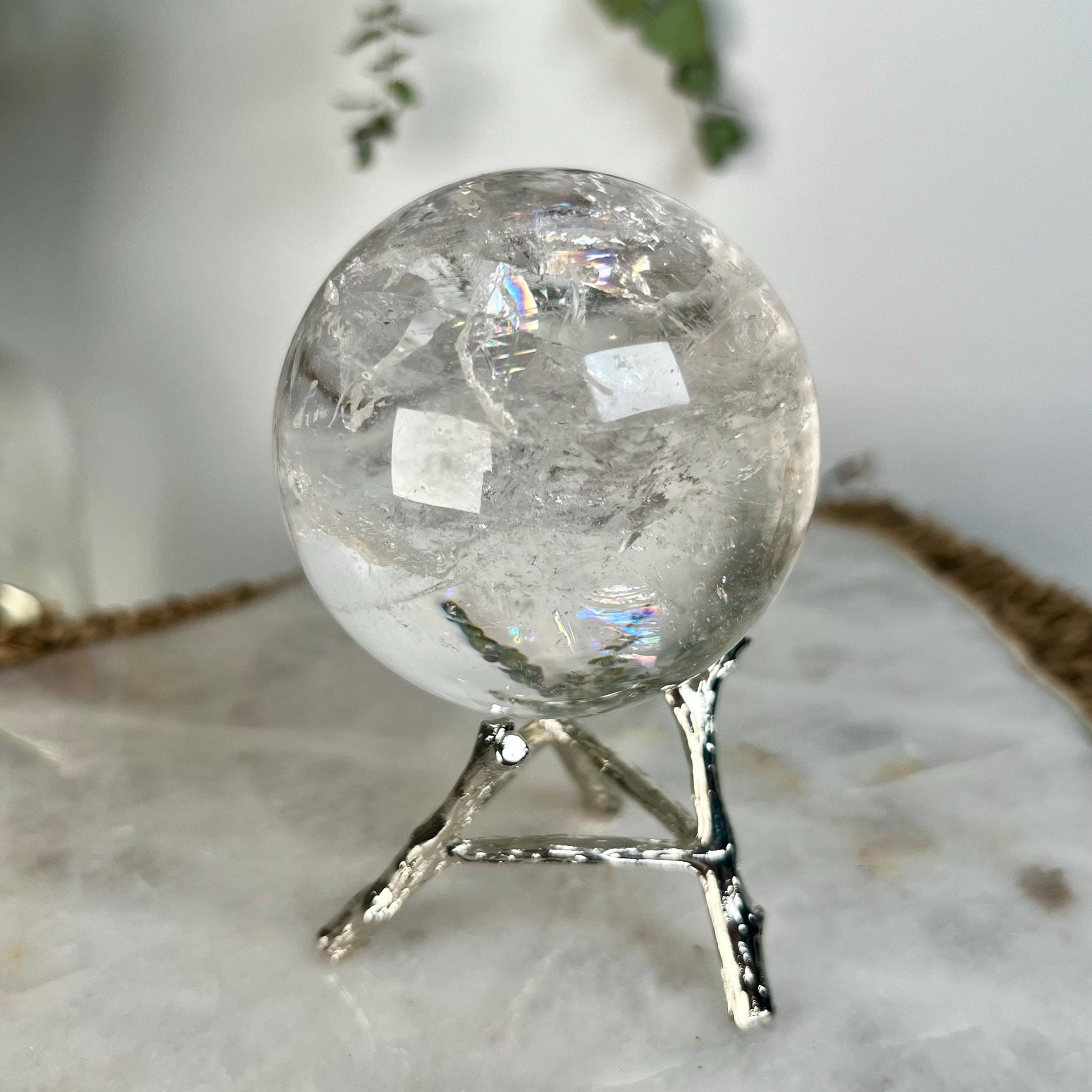 Grade A Lemurian Quartz Sphere with Rainbows | Serra do Cabral Minas Gerais Brazil | Energetically Activated LS05, 366g, 63mm