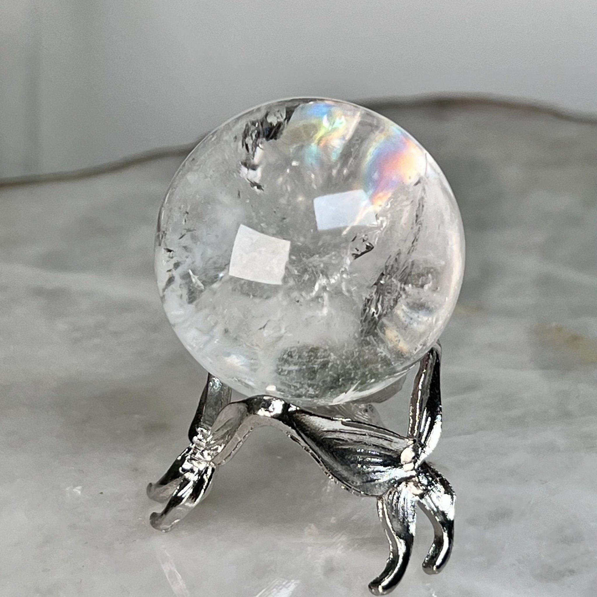 Grade A Lemurian Quartz Sphere with Stand | Serra do Cabral Minas Gerais Brazil | Energetically Activated LS12, 62g, 34mm
