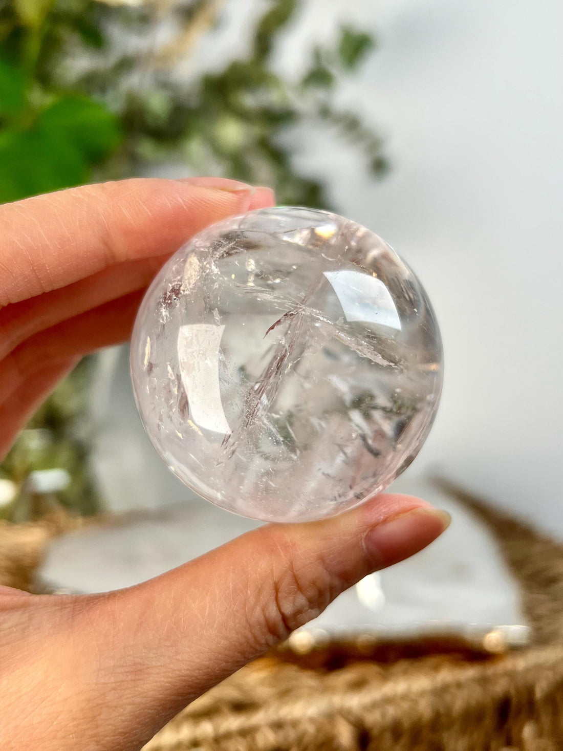 Grade A Lemurian Quartz Sphere with Rainbows | Serra do Cabral Minas Gerais Brazil | Energetically Activated LS07, 169g, 48mm