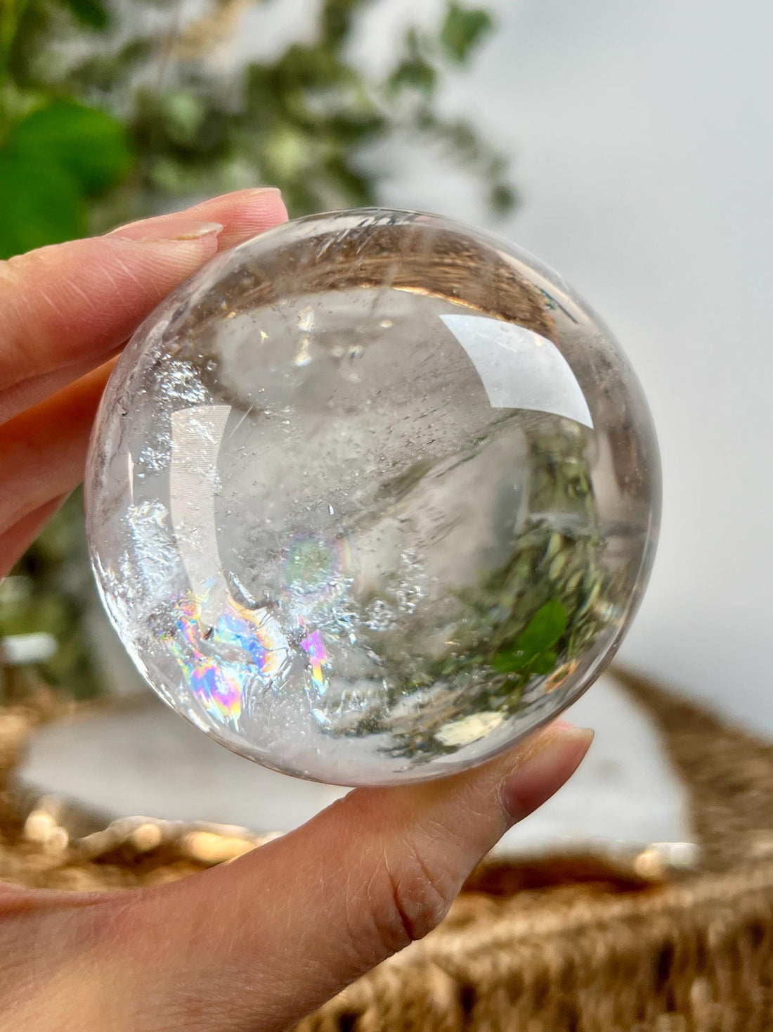 Grade A Lemurian Quartz Sphere with Rainbows | Serra do Cabral Minas Gerais Brazil | Energetically Activated LS08, 359g, 62mm