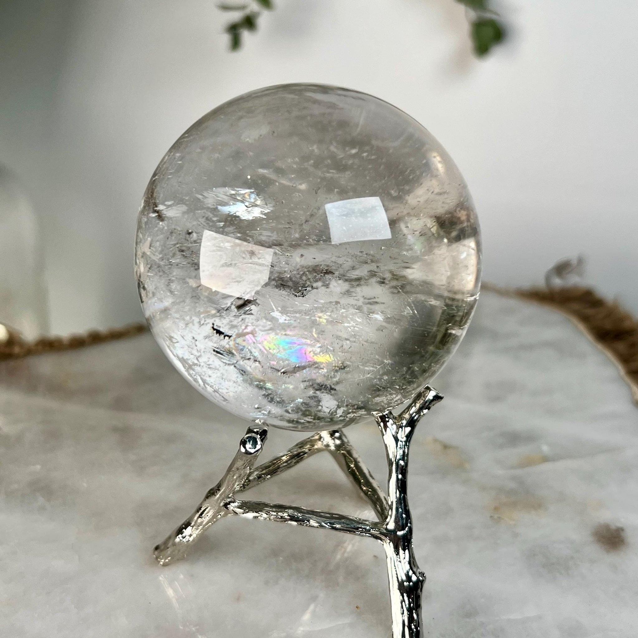 Grade A Lemurian Quartz Sphere with Rainbows | Serra do Cabral Minas Gerais Brazil | Energetically Activated LS08, 359g, 62mm