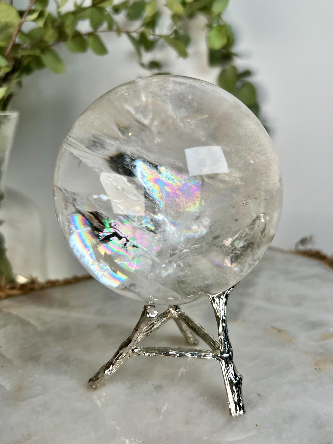 Grade A Lemurian Quartz Sphere with Rainbows | Serra do Cabral Minas Gerais Brazil | Energetically Activated LS09, 664g, 77mm
