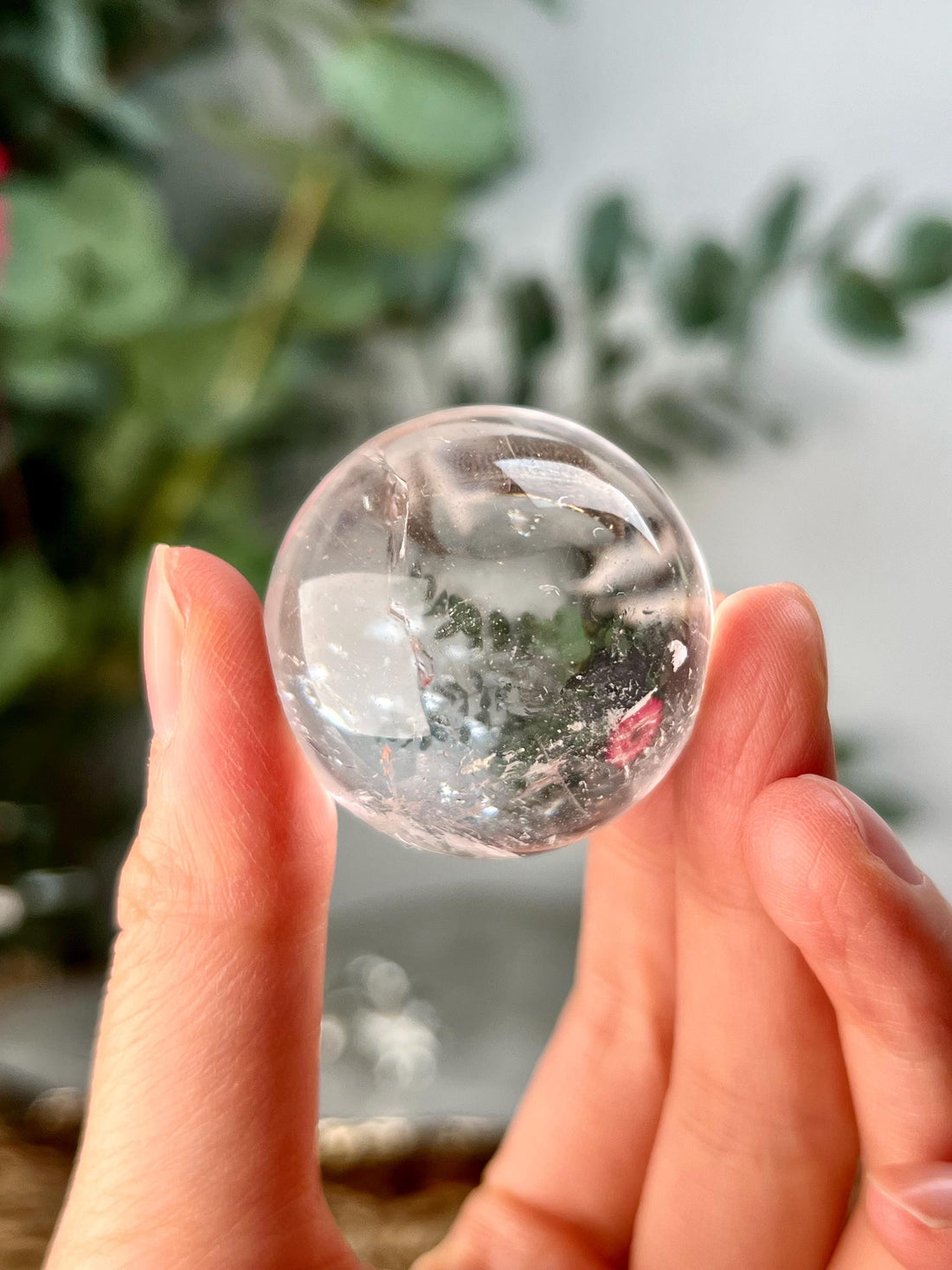 Grade A Lemurian Quartz Sphere with Stand | Serra do Cabral Minas Gerais Brazil | Energetically Activated LS12, 62g, 34mm