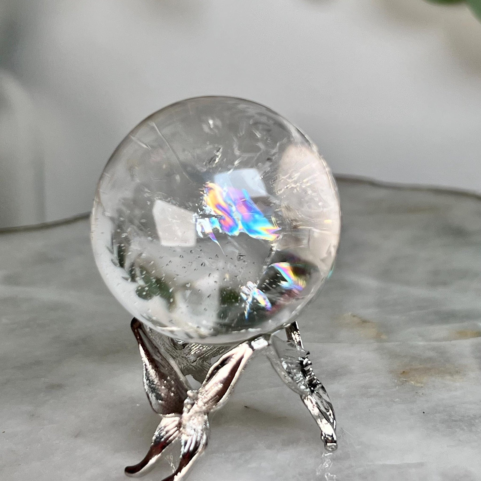 Grade A Lemurian Quartz Sphere with Stand | Serra do Cabral Minas Gerais Brazil | Energetically Activated LS13, 90g, 39mm