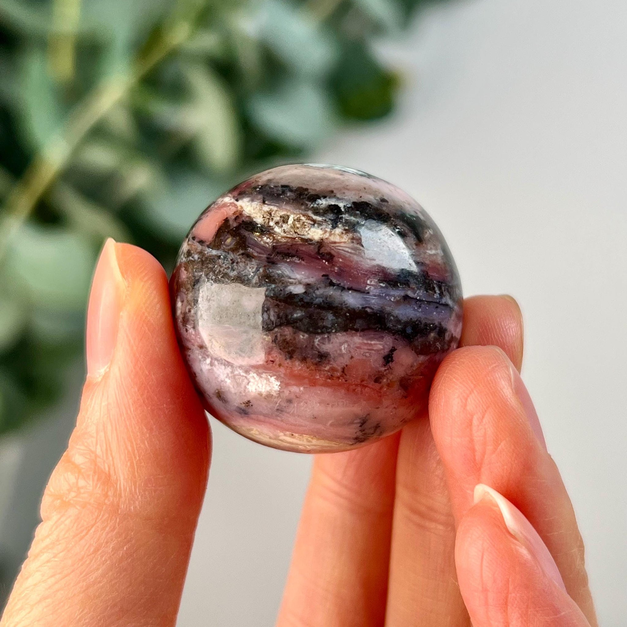 Grade A Pink Opal Sphere from Peru, Organic Hand-Polished, Stone of the Gods, Heart Healing,Spiritual Protection, Ancestral Wisdom PS17, 36g