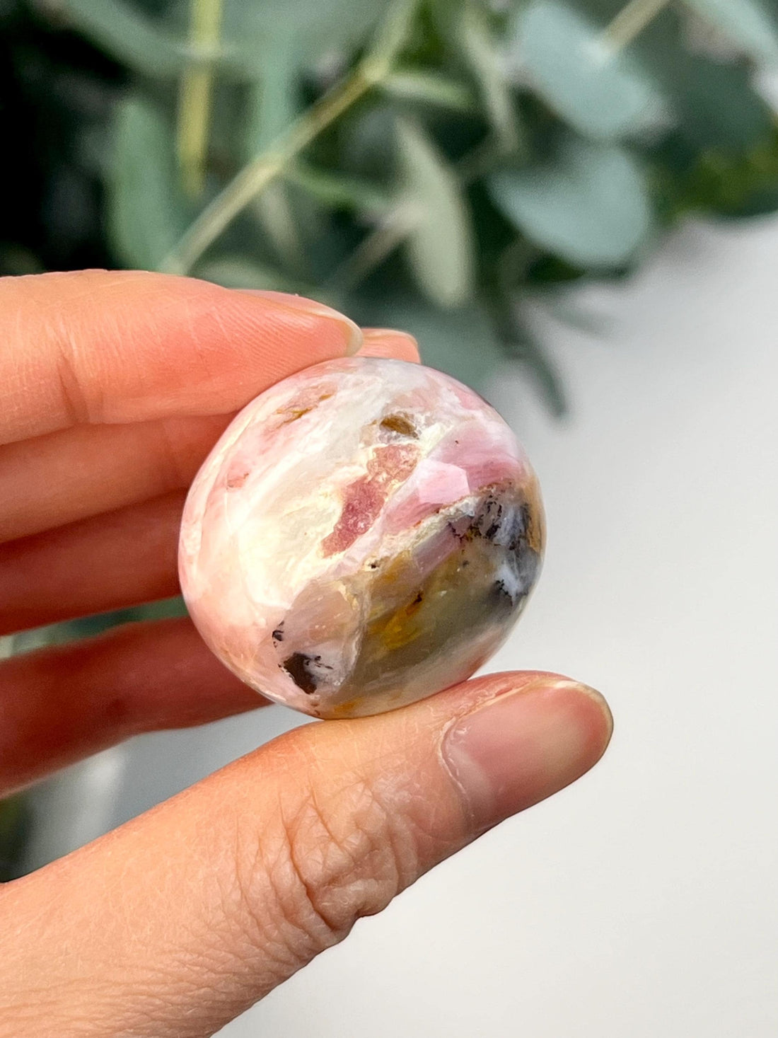 Grade A Pink Opal Sphere from Peru, Organic Hand-Polished, Stone of the Gods, Heart Healing,Spiritual Protection, Ancestral Wisdom PS20, 35g