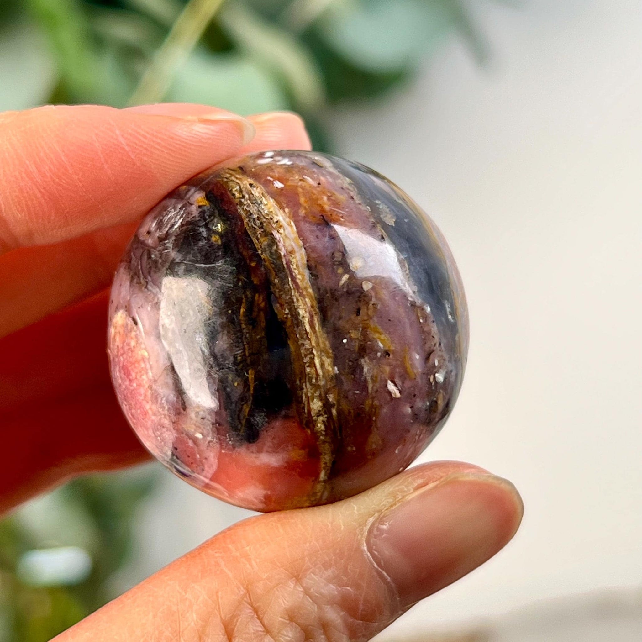 Grade A Pink Opal Sphere from Peru, Organic Hand-Polished, Stone of the Gods, Heart Healing,Spiritual Protection, Ancestral Wisdom PS21, 50g