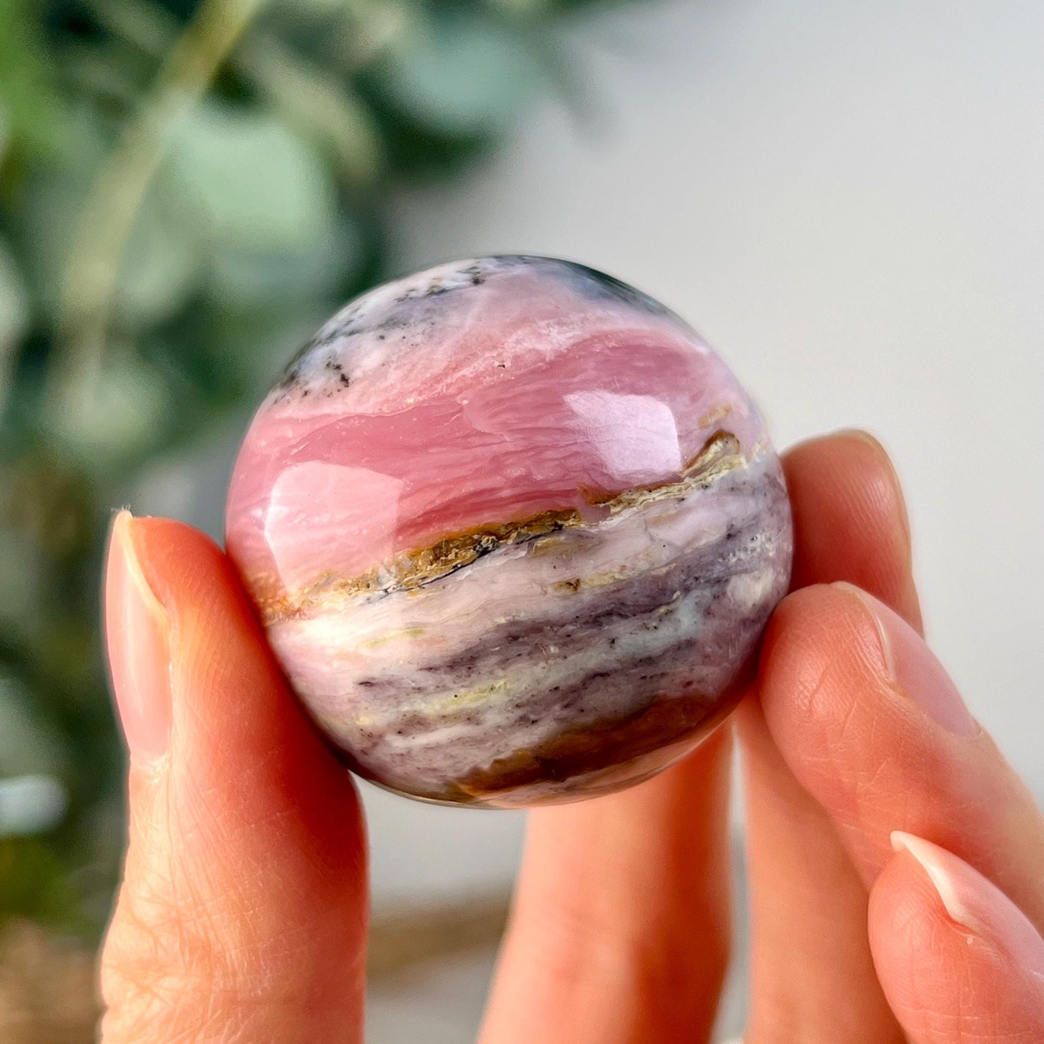 Grade A Pink Opal Sphere from Peru, Organic Hand-Polished, Stone of the Gods, Heart Healing,Spiritual Protection, Ancestral Wisdom PS18, 49g