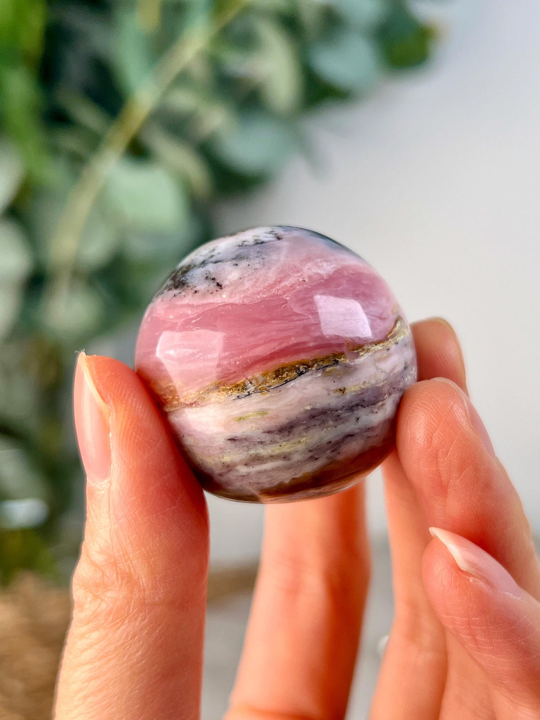 Grade A Pink Opal Sphere from Peru, Organic Hand-Polished, Stone of the Gods, Heart Healing,Spiritual Protection, Ancestral Wisdom PS18, 49g
