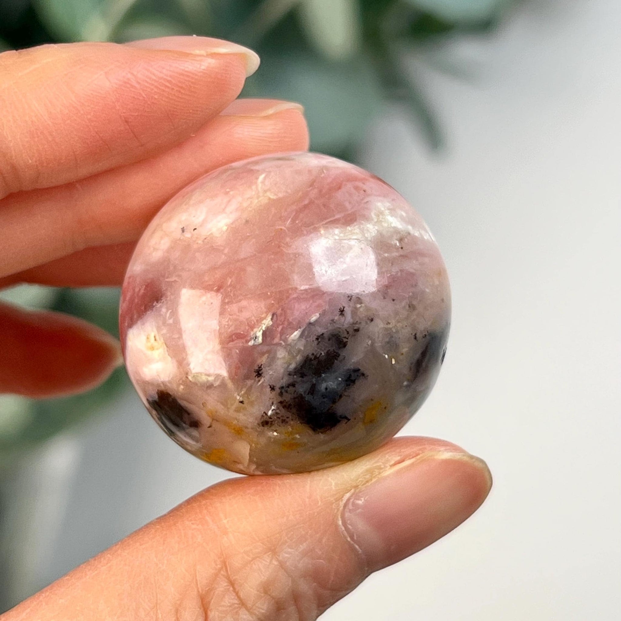 Grade A Pink Opal Sphere from Peru, Organic Hand-Polished, Stone of the Gods, Heart Healing,Spiritual Protection, Ancestral Wisdom PS20, 35g