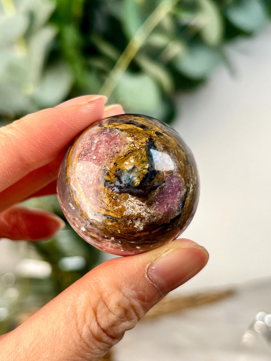 Grade A Pink Opal Sphere from Peru, Organic Hand-Polished, Stone of the Gods, Heart Healing,Spiritual Protection, Ancestral Wisdom PS21, 50g